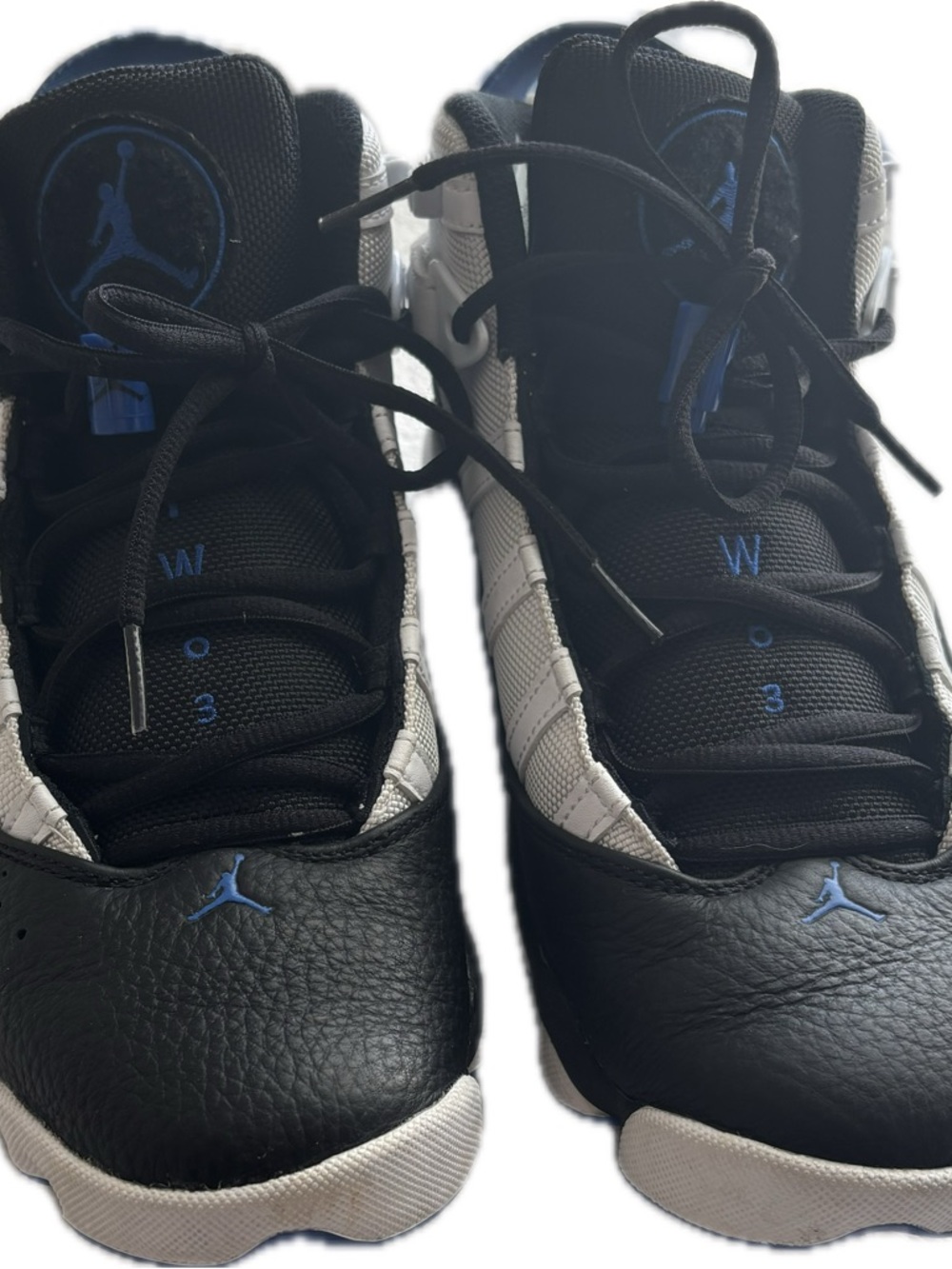 Jordan Men’s Black White and Blue Retro Basketball Shoes